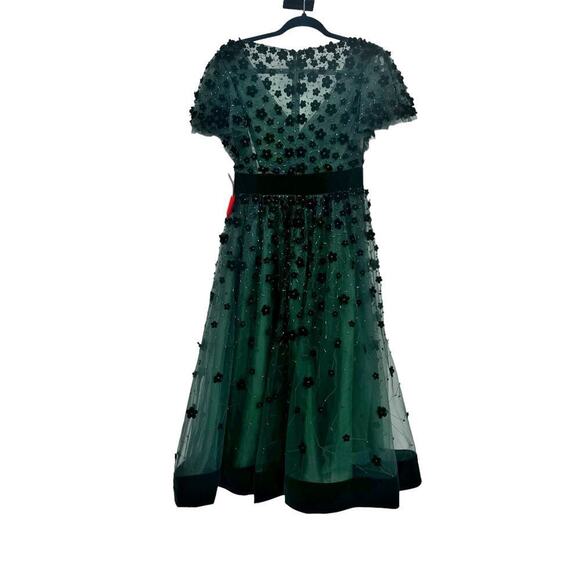 Mac Duggal Embellished Velvet Hem Midi Dress Emerald Size 6 NWT - Picture 8 of 12